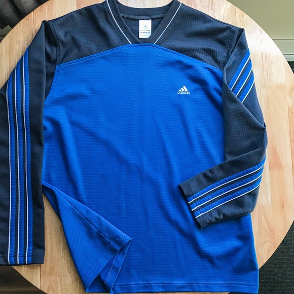Adidas - Men’s Blue & Grey Striped Long Sleeve - Picture 3 of 6